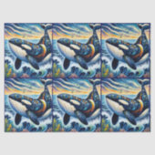 Whimsical Orca Whale Beach Coastal Dekoupage Seidenpapier (Vorderseite)