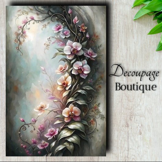 Whimsical Orchideen Découpage Seidenpapier