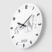 Whimsical Origami Elephants Kinderzimmer Große Wanduhr (Winkel)