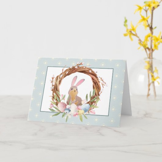 Whimsical Oster Bunny Oaster Eggen Karte (Gelbe Blume)