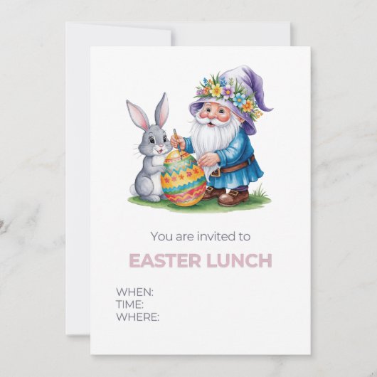 Whimsical Ostereierjagd: Aquarellbraun und Gn Einladung (Vorderseite)