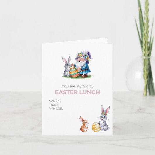 Whimsical Ostereierjagd: Aquarellbraun und Gn Einladung (Vorderseite)