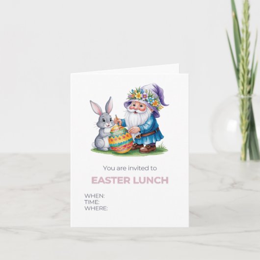 Whimsical Ostereierjagd: Aquarellbraun und Gn Einladung (Vorderseite)