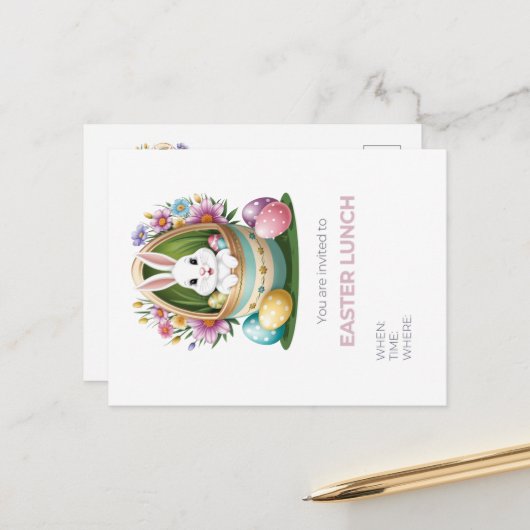 Whimsical Ostereierjagd: Hübsch Postkarte (Vorderseite/Rückseite Beispiel)
