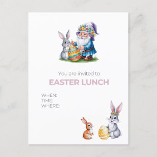 Whimsical Ostereierjagd: Watercolor Bunny Bunny Postkarte
