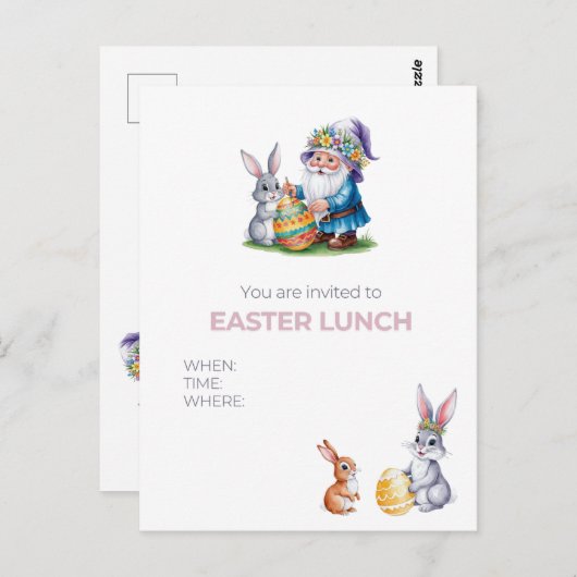Whimsical Ostereierjagd: Watercolor Bunny Bunny Postkarte (Vorne/Hinten)