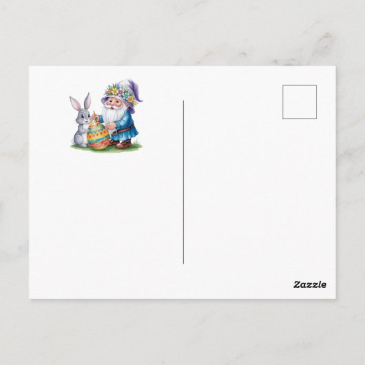 Whimsical Ostereierjagd: Watercolor Bunny Bunny Postkarte (Rückseite)