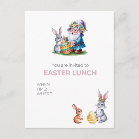 Whimsical Ostereierjagd: Watercolor Bunny Bunny Postkarte (Vorderseite)
