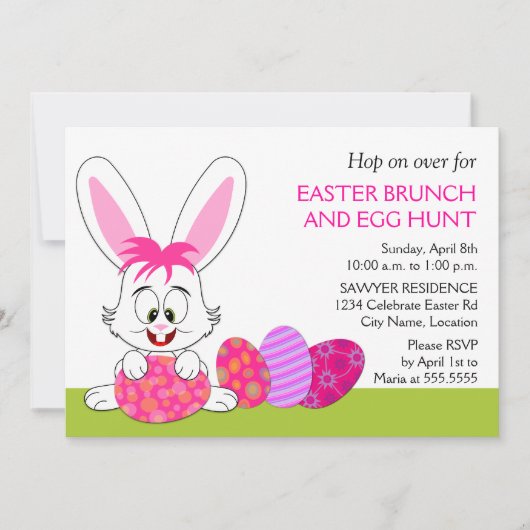 Whimsical Ostersonnigen und Eier Party Einladung (Vorderseite)