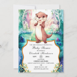 Whimsical Otter Baby Dusche Einladung