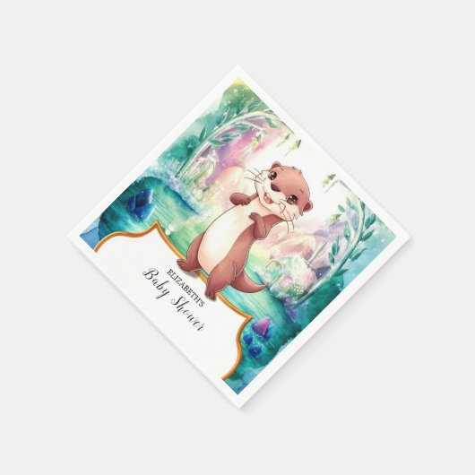 Whimsical Otter Baby Dusche Serviette (Ecke)