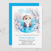 Whimsical Otter Blue Bliss Boy Baby Dusche Einladung (Vorne/Hinten)