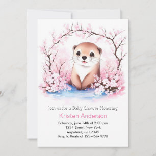 Whimsical Otter Oasis Girl Baby Dusche Einladung