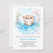 Whimsical Otter's Blue Oasis Baby Shower Einladung (Vorderseite)