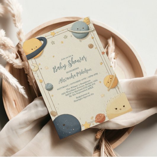 Whimsical Outer Space Baby Dusche Einladung