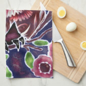 Whimsical Owl auf Blütenzweig Rosa Blau Geschirrtuch (Viertel Falte)