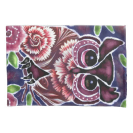 Whimsical Owl auf Blütenzweig Rosa Blau Kissenbezug