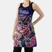 Whimsical Owl auf Blütenzweig Rosa Blau Schürze (InSitu)