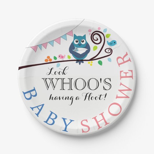 Whimsical Owl Baby Dusche Pappteller (Vorderseite)