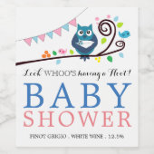 Whimsical Owl Baby Dusche Weinetikett (Einzelnes Label)