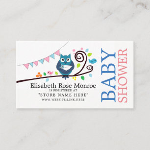 Whimsical Owl Baby Shooting Registry Begleitkarte