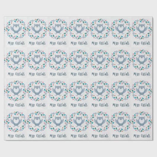 Whimsical Owl Christmas Wrapping Paper Geschenkpapier (Flach)