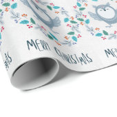 Whimsical Owl Christmas Wrapping Paper Geschenkpapier (Rolleneckpunkt)