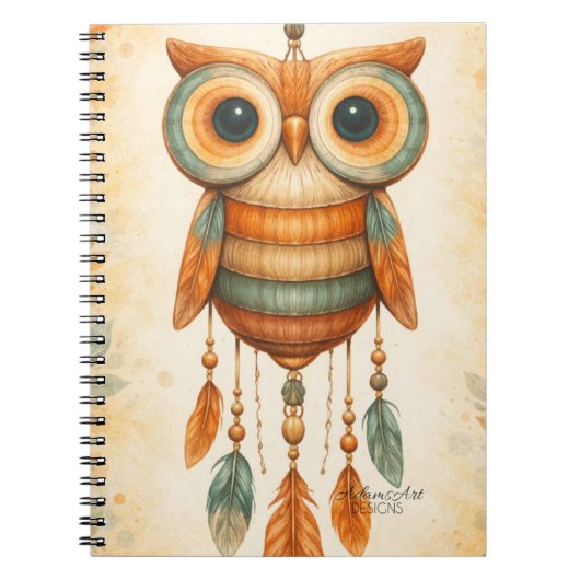 Whimsical Owl Dreamcatcher Boho Notizblock (Vorderseite)