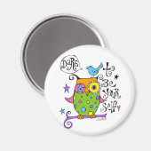 Whimsical Owl Illustration Magnet (Vorderseite/Rückseite)