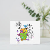 Whimsical Owl Illustration Postkarte (Stehend Vorderseite)