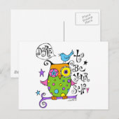 Whimsical Owl Illustration Postkarte (Vorne/Hinten)
