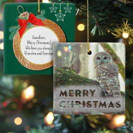 Whimsical Owl im Winter Frohe Weihnachten Keramikornament