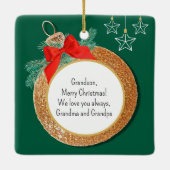 Whimsical Owl im Winter Frohe Weihnachten Keramikornament (Rückseite)