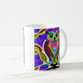 Whimsical Owl KI Kunst mit bunten Federn Kaffeetasse (VorderseiteRechts)