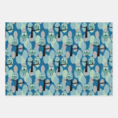 Whimsical Owl Modern Retro Woodland Aquamarin Blau Geschenkpapier Set (Vorderseite)