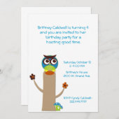 Whimsical Owl on a Tree Birthday Party Einladung (Vorne/Hinten)