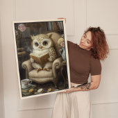 Whimsical Owl Reading Buch Lover Art Leinwanddruck