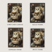 Whimsical Owl Reading Buch Lover Art Leinwanddruck
