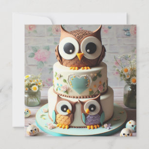 WHIMSICAL OWL THEMED GEBURTSTAGSKAKE EINLADUNG