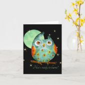 Whimsical Owl Watercolor Style Name School On Back Karte (Gelbe Blume)