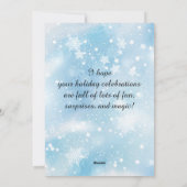 Whimsical Owl Weihnachten blauviolette Wasserfarbe (Rückseite)