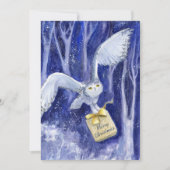 Whimsical Owl Weihnachten blauviolette Wasserfarbe (Vorderseite)