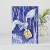 Whimsical Owl Weihnachten blauviolette Wasserfarbe (Stehend Vorderseite)