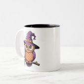 Whimsical Owl Witz Zweifarbige Tasse (Vorderseite Links)