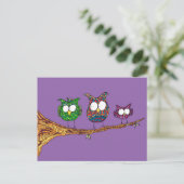 Whimsical Owls Postcard Postkarte (Stehend Vorderseite)
