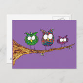 Whimsical Owls Postcard Postkarte (Vorne/Hinten)