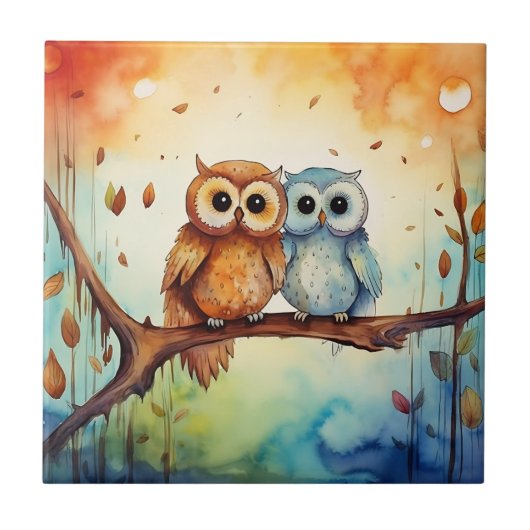 Whimsical Owls Tile Fliese (Vorderseite)
