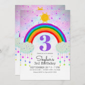 Whimsical Painbow & Stars Geburtstagsparty Einladung (Vorne/Hinten)