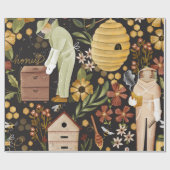 Whimsical Painted Bee Hives Beekeeper Honey Geschenkpapier (Flach)
