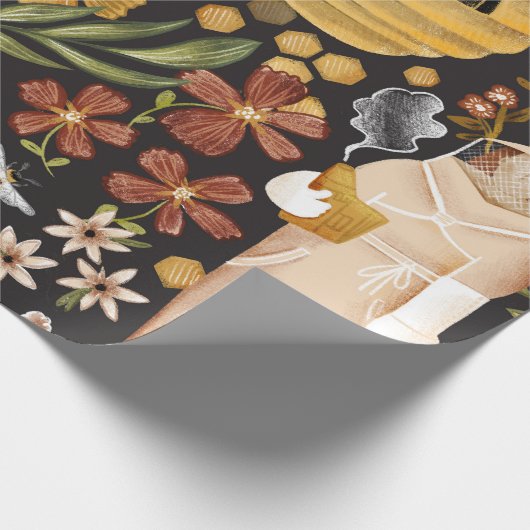 Whimsical Painted Bee Hives Beekeeper Honey Geschenkpapier (Ecke)